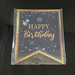 Gold and Blue Happy Birthday Banner
